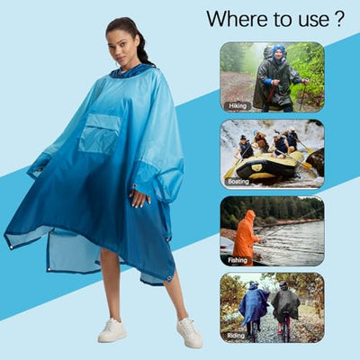 Rain cape Raincoat Rain jacket Waterproof Hiking Cycling Outdoor 3in1 Multipurpose