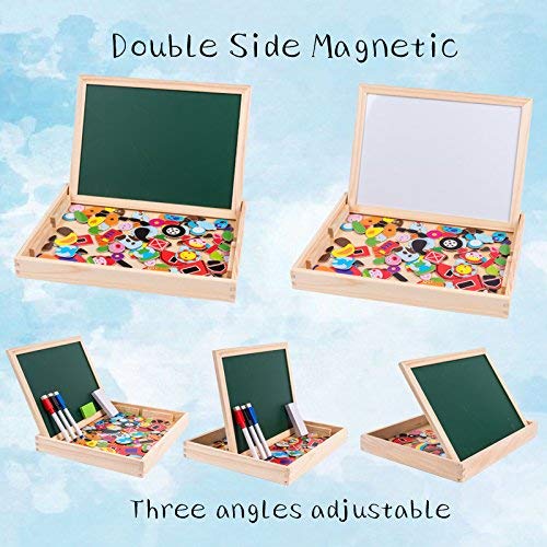 magnetic wooden puzzle easel double-sided board wooden board doodle for children