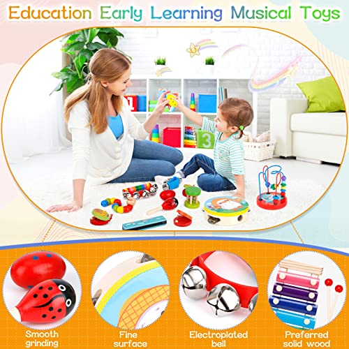 30 pieces of musical instruments for children, wooden percussion instruments for play and rhythm, xylophone