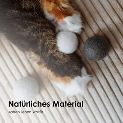 Felt balls for cats I Cat toys I Felt cat balls | 100% wool cat toys I Natural toys for cats | Play balls for cats Fair from Nepal | 6 pieces