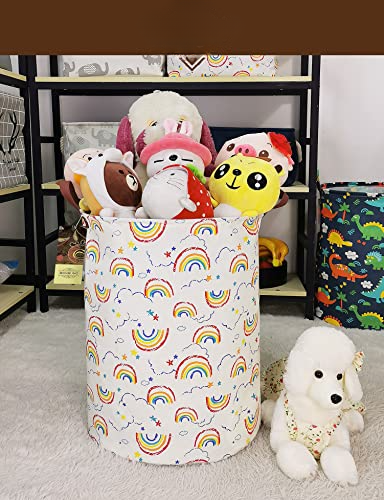 Laundry Hamper,Large Canvas Fabric Lightweight Storage Basket Toy Organizer Dirty Clothes Collapsible Waterproof