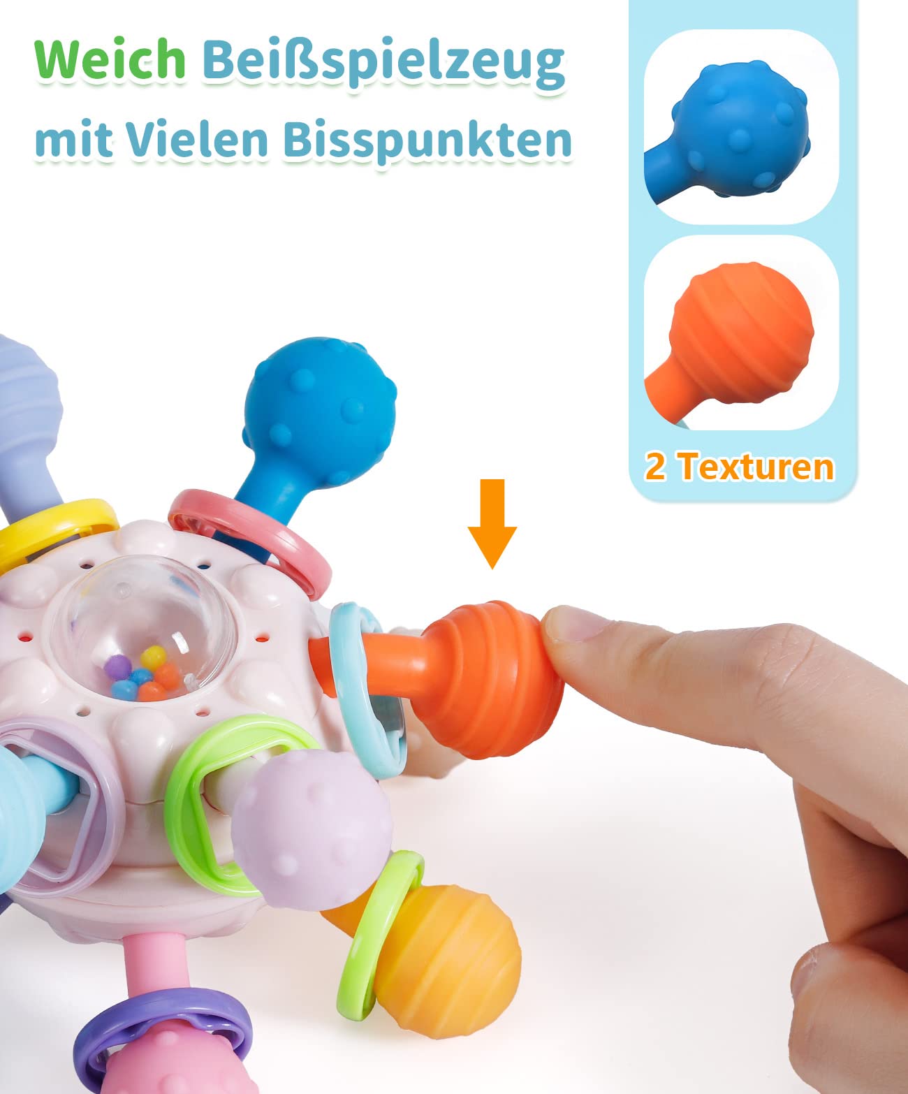 Baby-Beißspielzeug, Greifspielzeug zur Stimulation des Zahnens