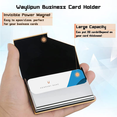 Business card case, luxurious PU leather premium business card holder, with magnetic closure, for gentle storage of your cards