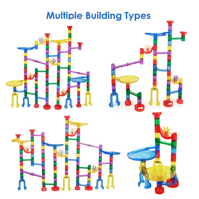 152pcs Marble Run Set with track elements and glass marbles, educational toy and construction toy