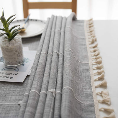 Modern Simple Stripe Tablecloth Tassel Tablecloth Cotton