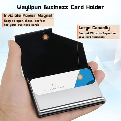 Etui pour cartes de visite, luxueux porte-cartes de visite en cuir PU de qualité supérieure, avec fermeture magnétique, pour un rangement en douceur de vos cartes.