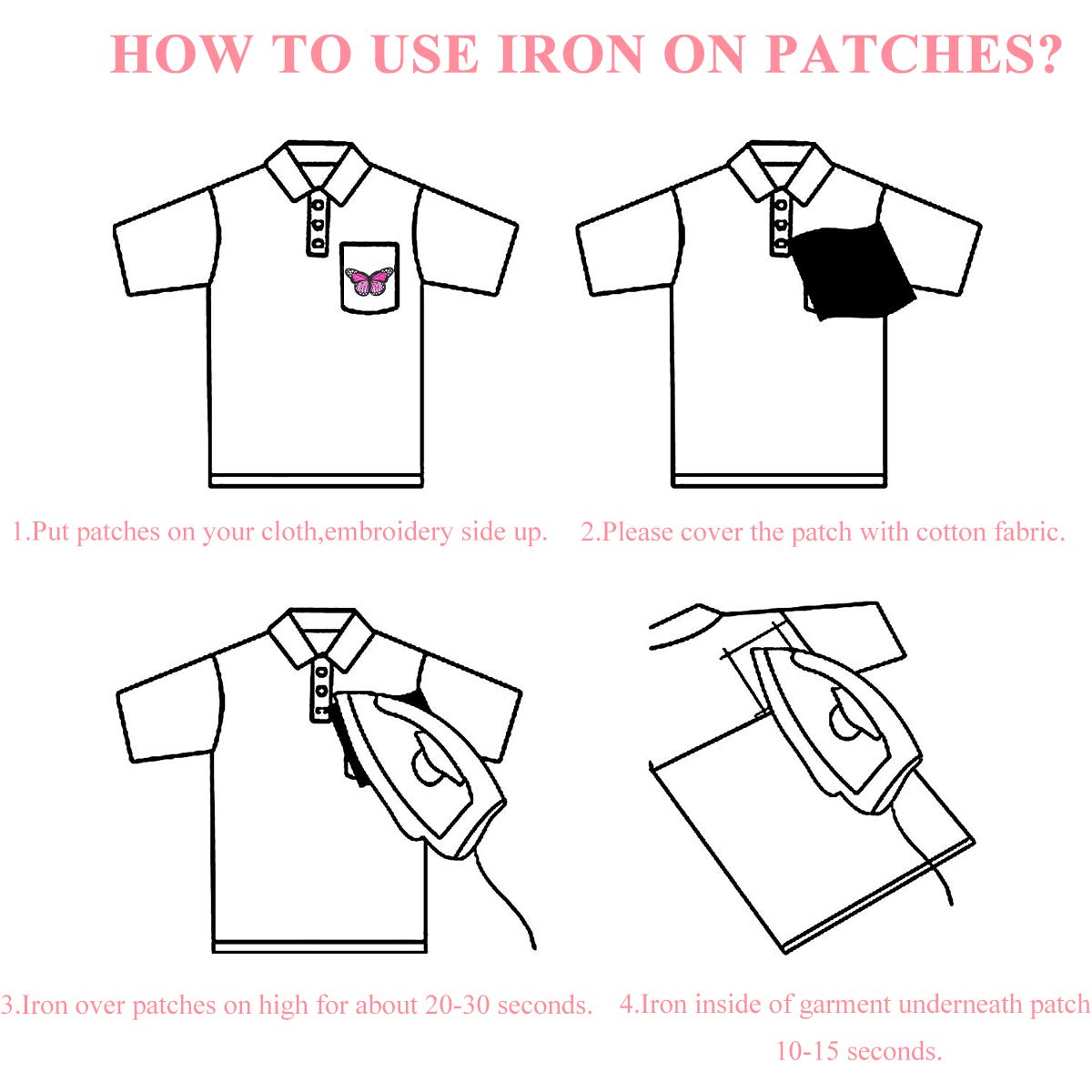 28 patchs de papillons à repasser