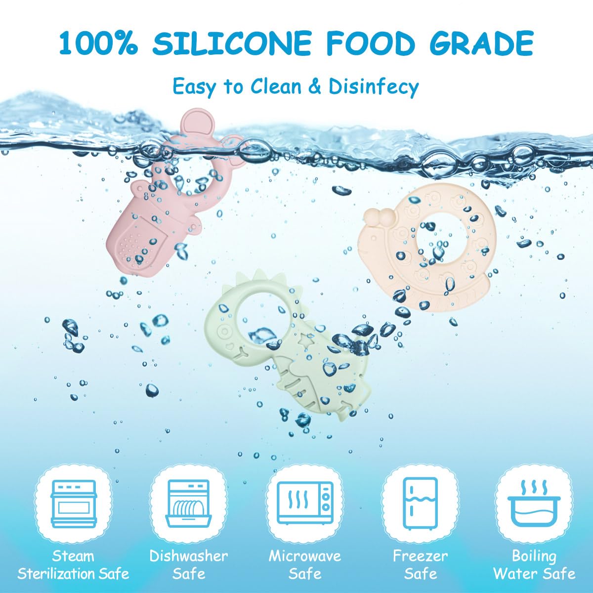 Animaux Anneau de dentition pour bébé, sans BPA Grand anneau de dentition pour bébé