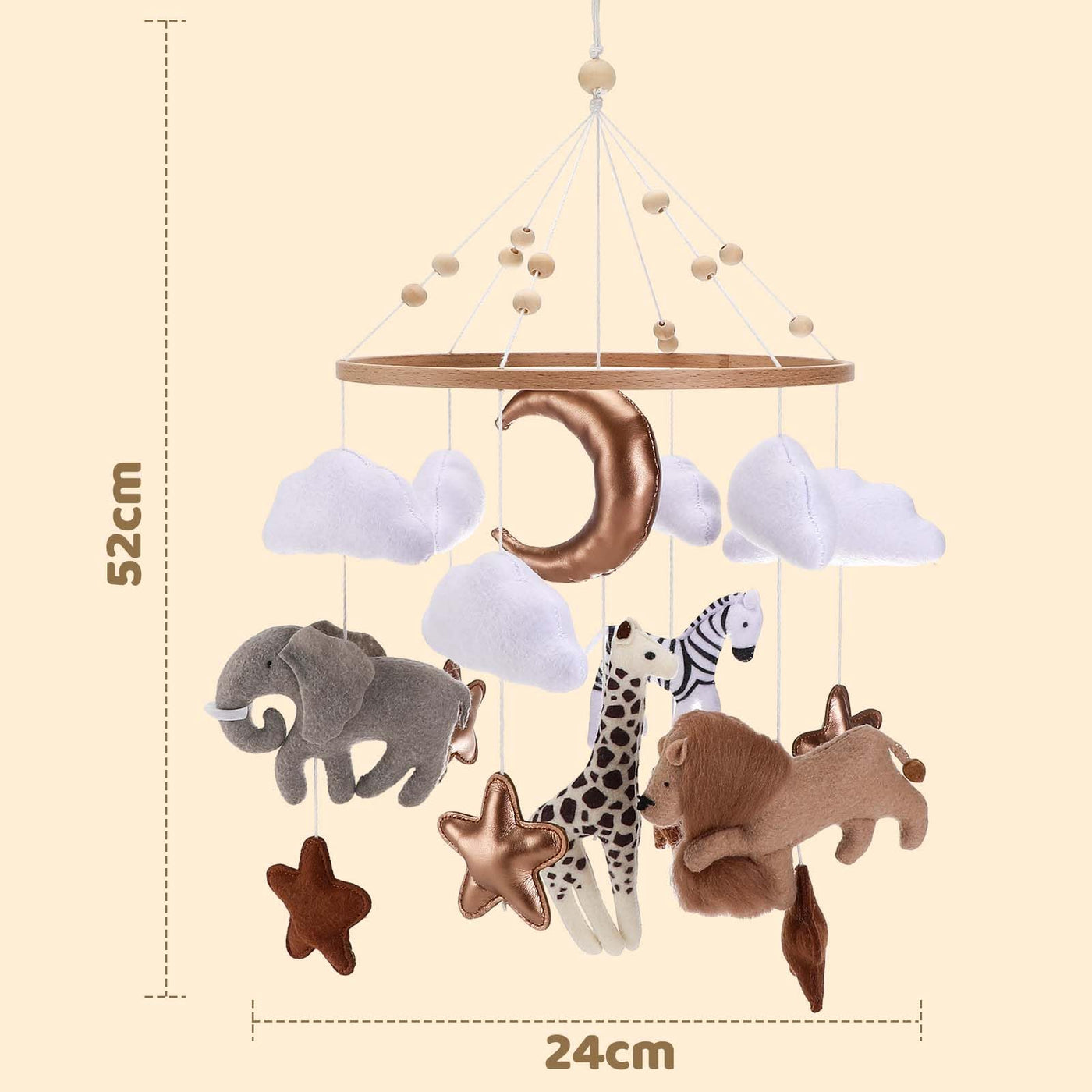 Mobile baby bed mobile baby pendant, wooden mobile baby wind chime