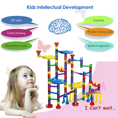 152pcs Marble Run Set with track elements and glass marbles, educational toy and construction toy