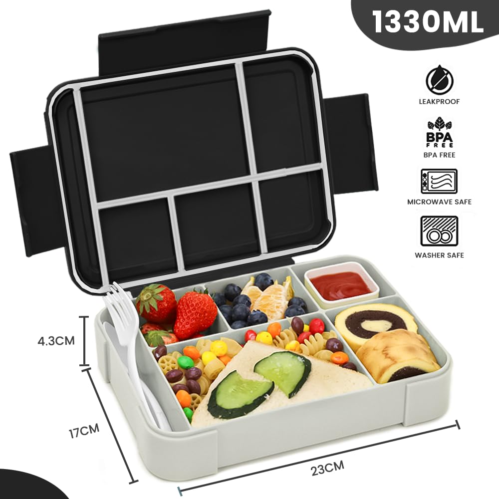 Kids lunch box with compartments ,lunch box kids bento box leakproof with 6 compartments cutlery set,snack box breakfast box