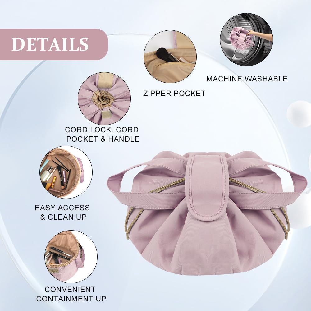 Trousse de maquillage de grande capacité avec cordon, trousse de maquillage de voyage portable