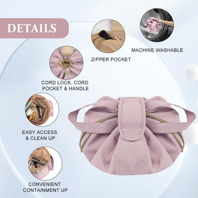 Trousse de maquillage de grande capacité avec cordon, trousse de maquillage de voyage portable