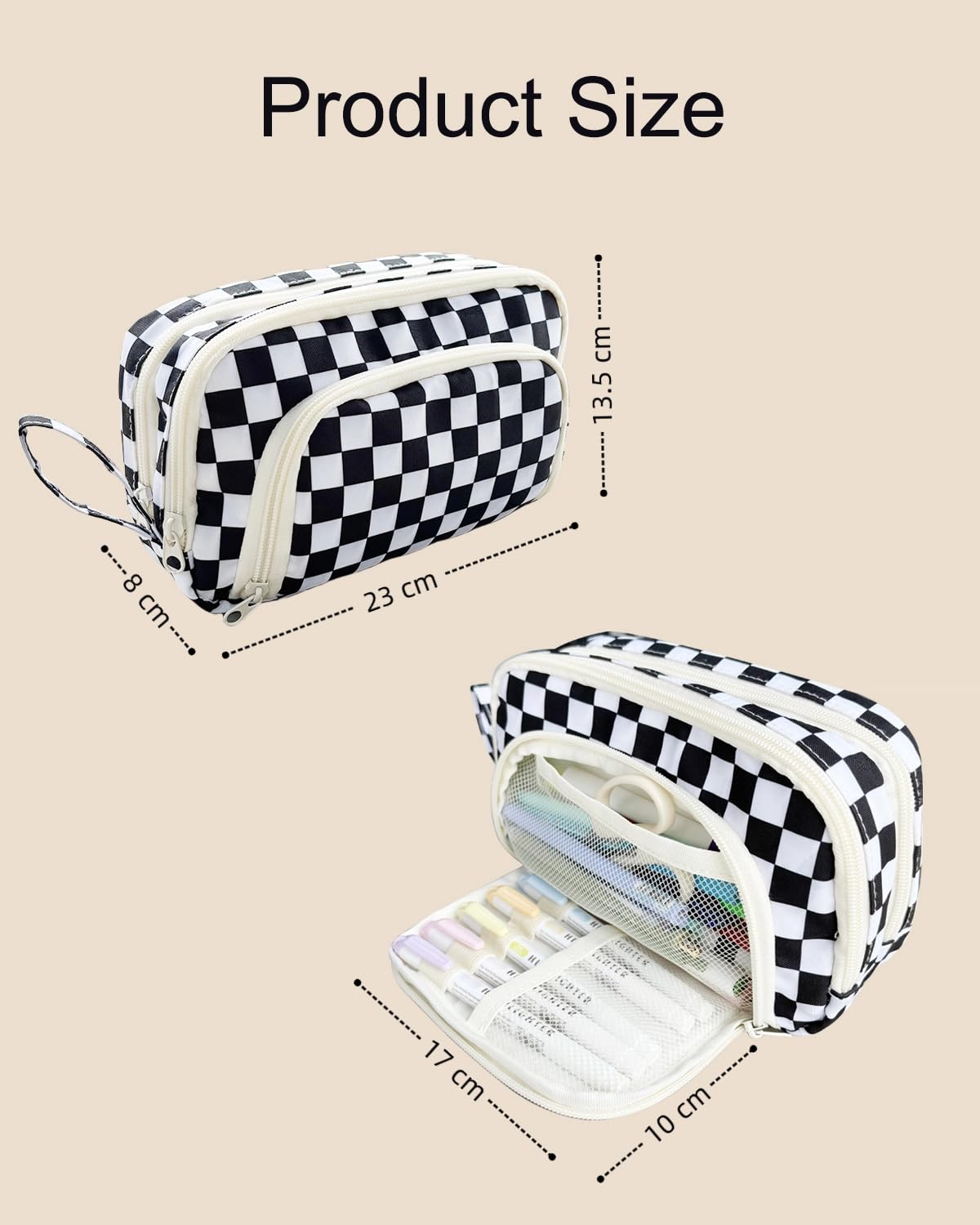 Trousse à crayons avec 3 compartiments