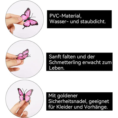 20 pièces décoration papillons avec épingles à nourrice, broche papillon en PVC