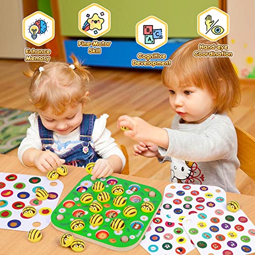 Memory game wooden puzzle for children, bee garden patterns, wooden toy motor skills toy educational toy