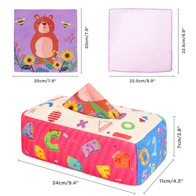 Tissue box toys ,Contrast baby toys