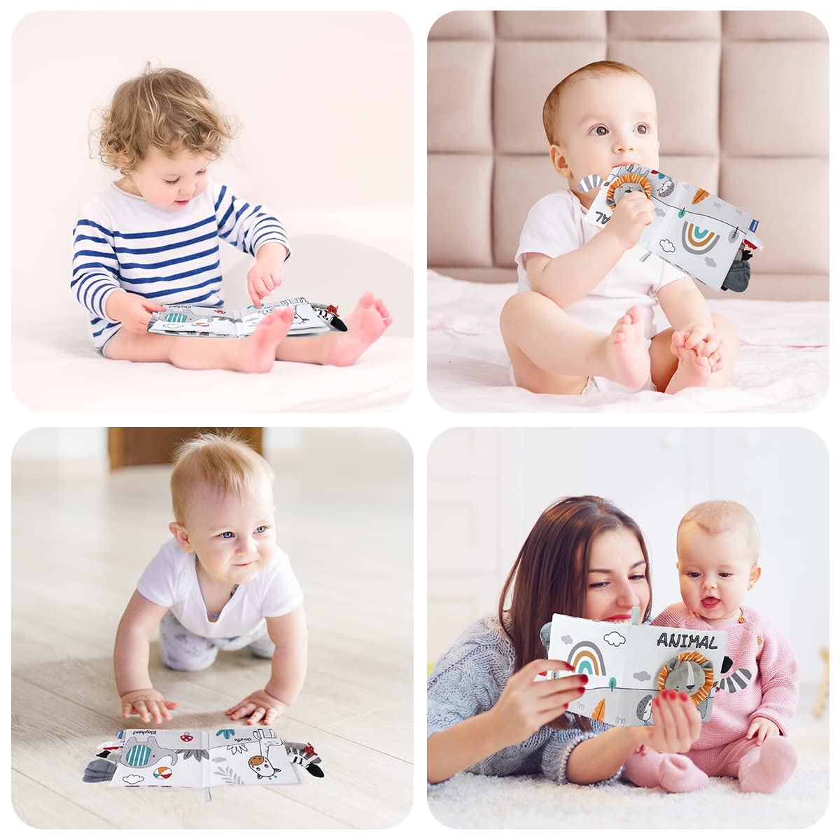 Cloth picture book with animals,early development baby cloth books,perceptual learning toys