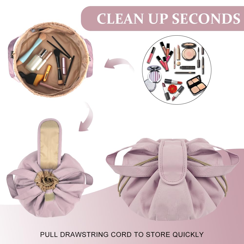 Trousse de maquillage de grande capacité avec cordon, trousse de maquillage de voyage portable