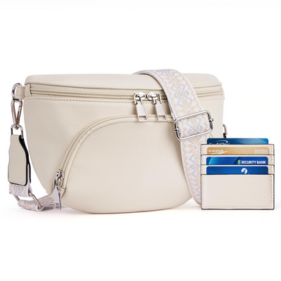 Sacs à bandoulière, sac à bandoulière en cuir végétal, sac à bandoulière pour dames, pochette de poitrine avec fente pour cartes, blocage RFID, avec large bandoulière détachable et réglable