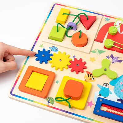 Tableau d'activités pour les enfants de 1 à 3 ans - Tableau sensoriel, jouet de voyage idéal et cadeau avec 11 activités, jouet d'apprentissage pour les enfants, pour l'autisme