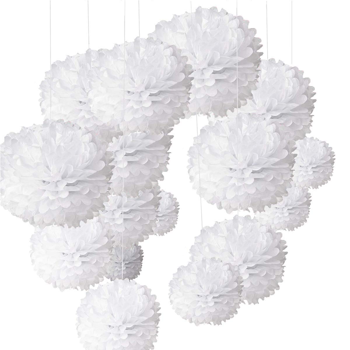 Set of 24 pompoms decoration colorful tissue paper pompoms for wedding, birthday, party