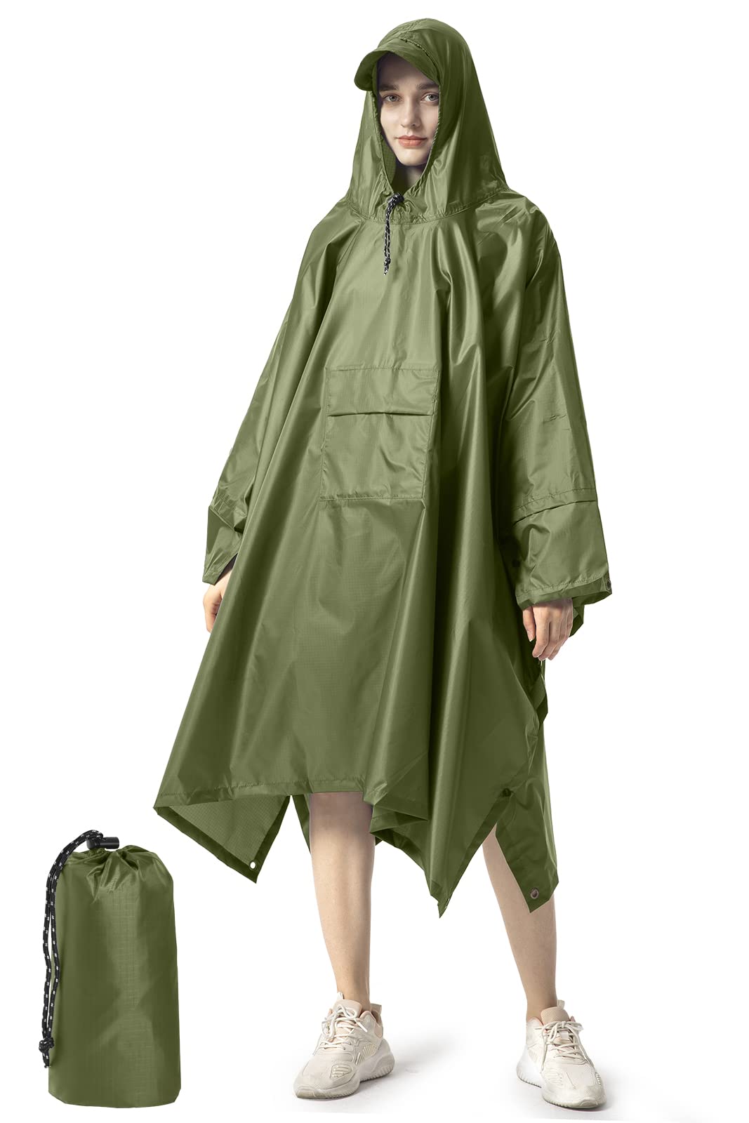 Rain cape Raincoat Rain jacket Waterproof Hiking Cycling Outdoor 3in1 Multipurpose