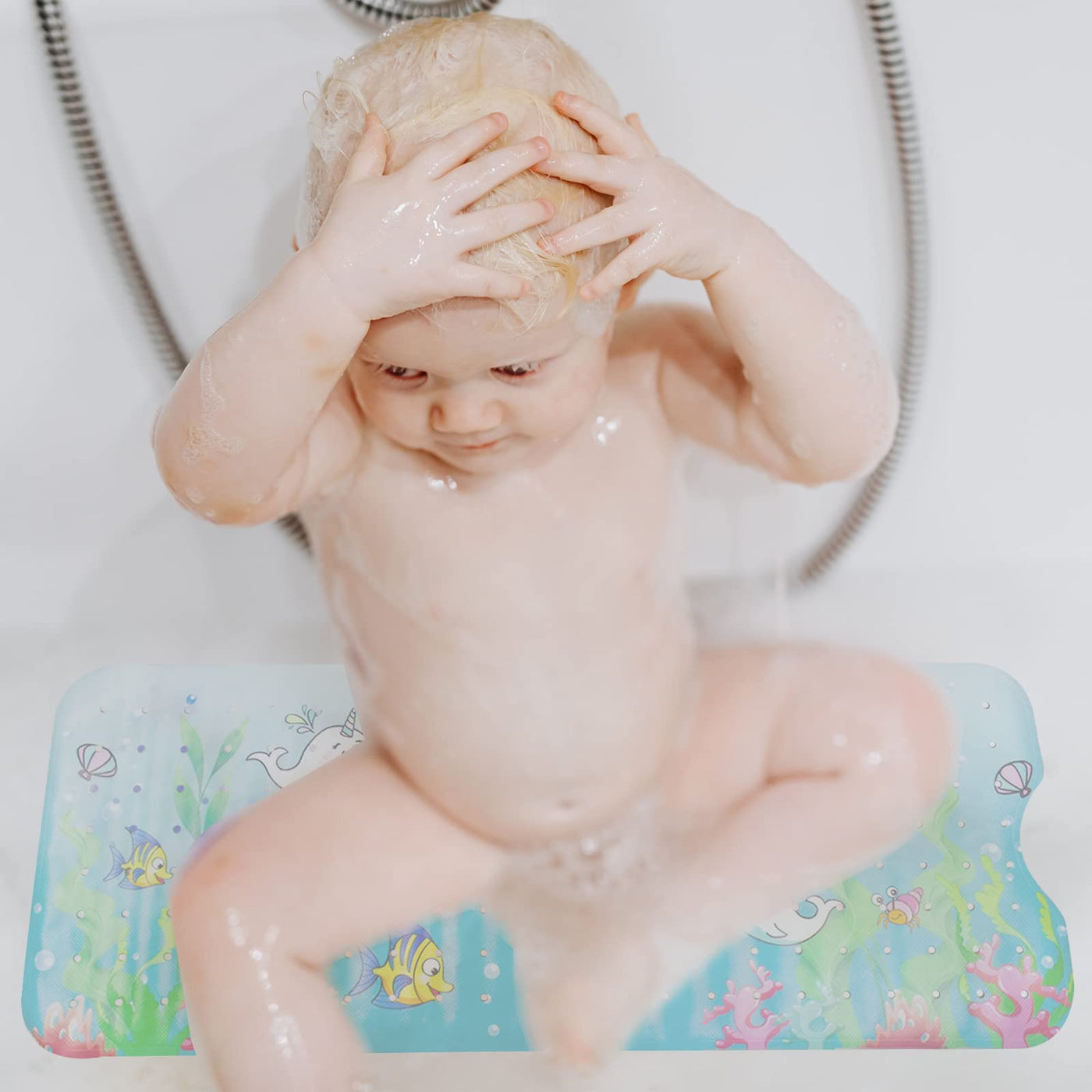 Tapis de bain pour enfants, tapis de bain extra long pour enfants, tapis de bain antidérapant pour enfants avec ventouses