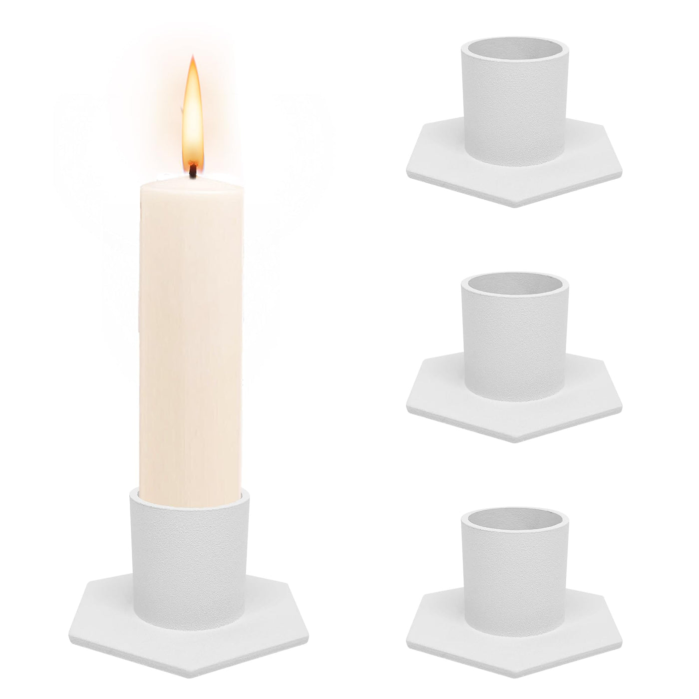 Candle holder for pillar candles and table candles made of metal, stylish design, candle holder for an elegant room decoration