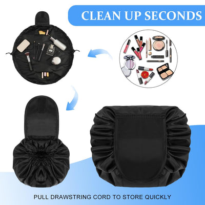 Trousse de maquillage de grande capacité avec cordon, trousse de maquillage de voyage portable