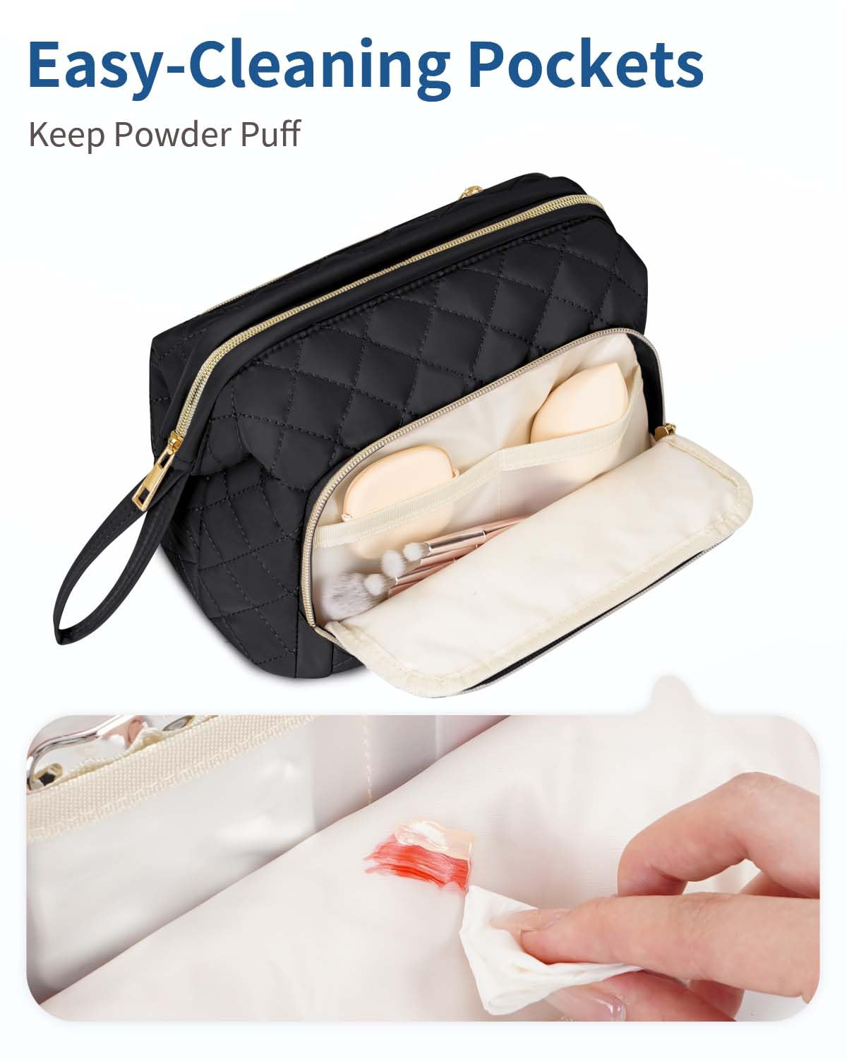 Große Schminktasche, Schminktasche mit breiter Öffnung für Make-up und Reisen