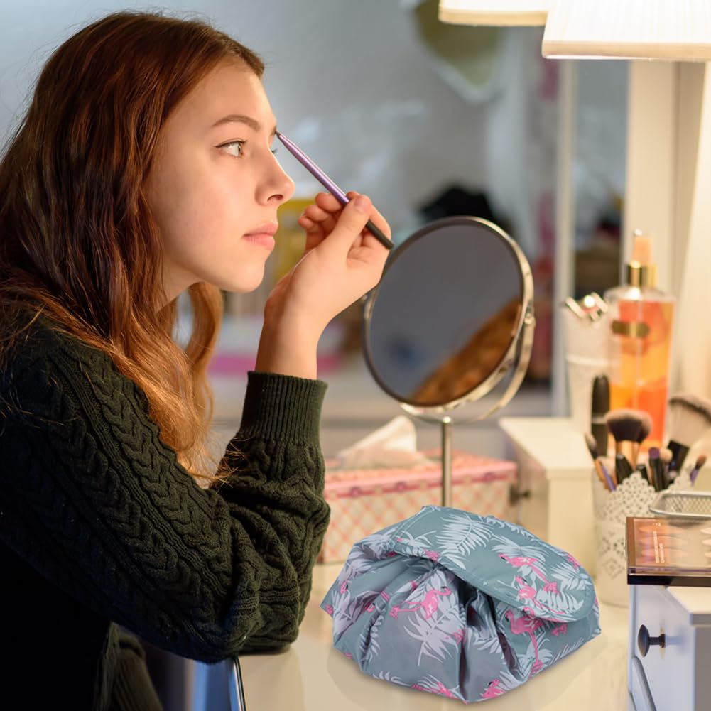 Large Capacity Make Up Bag With Cord, Portable Travel Makeup Bag