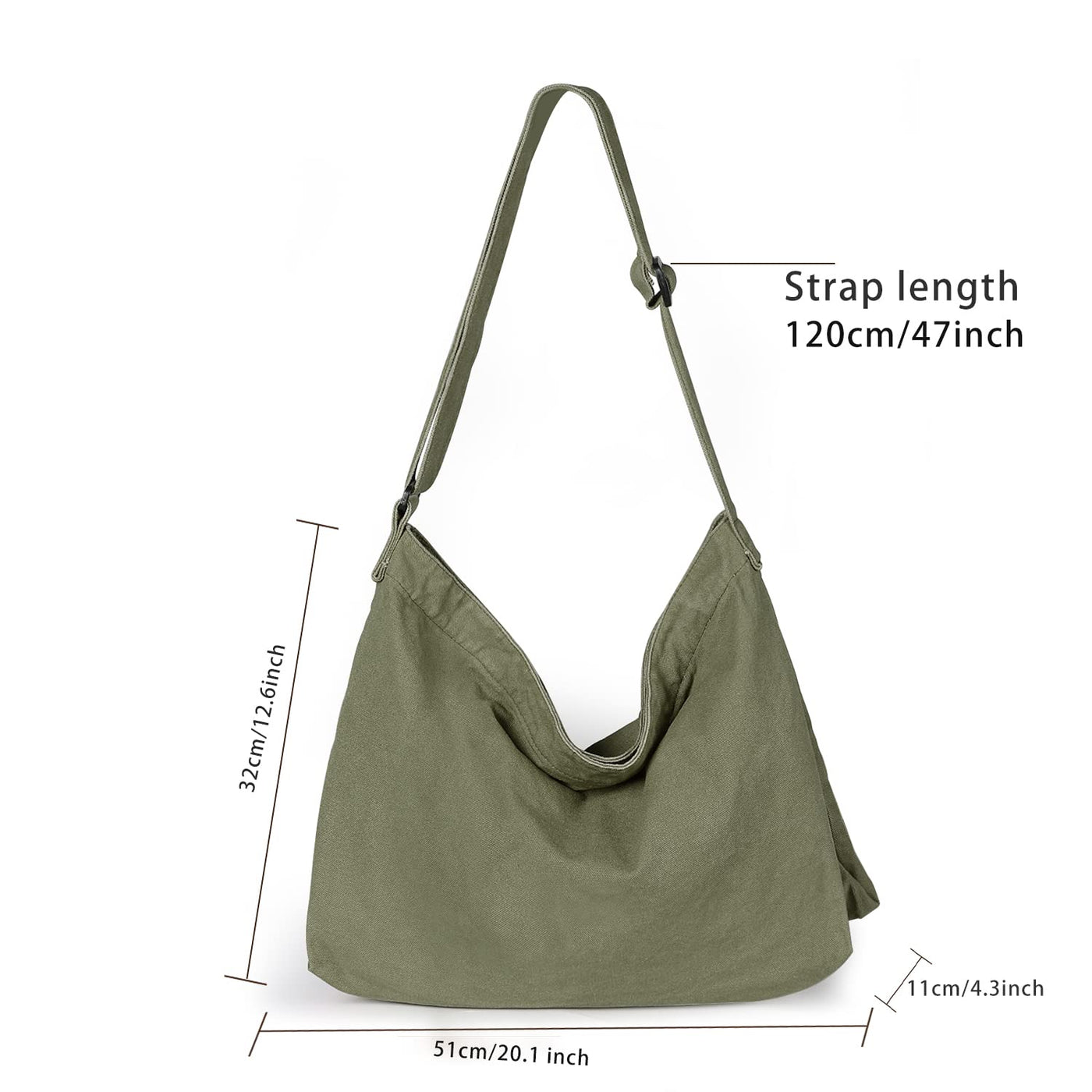 Canvas Shoulder Bag, Canvas Crossbody Bag Large Shoulder Bag with Adjustable Strap