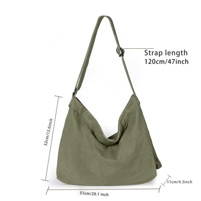 Canvas Shoulder Bag, Canvas Crossbody Bag Large Shoulder Bag with Adjustable Strap