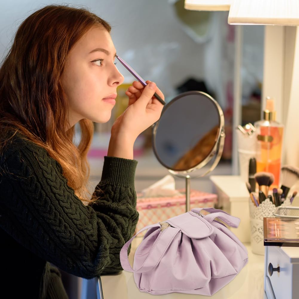 Trousse de maquillage de grande capacité avec cordon, trousse de maquillage de voyage portable