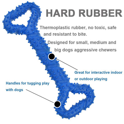 Jouet pour chien robuste en forme d'os à mâcher en caoutchouc dur avec un design convexe
