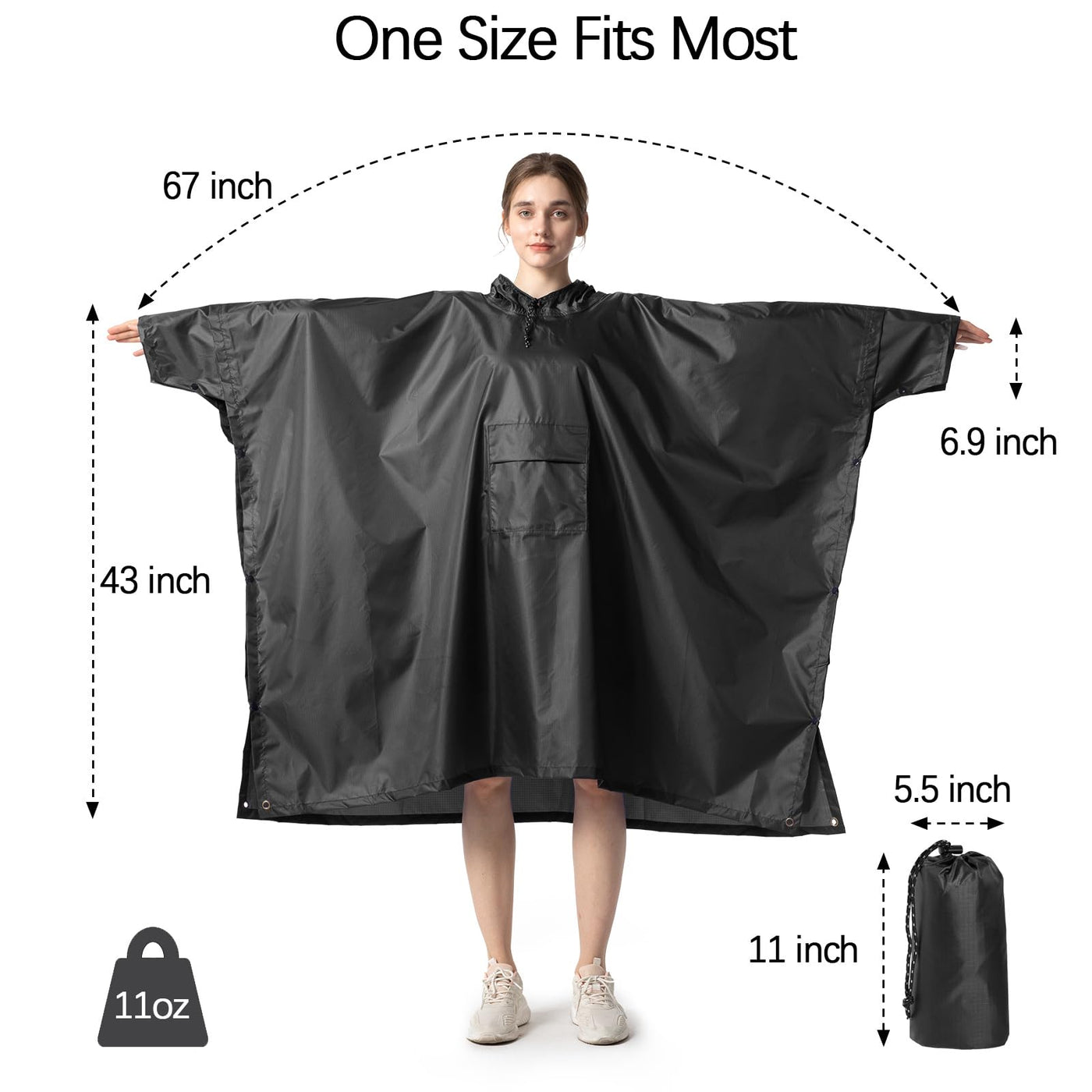 Rain cape Raincoat Rain jacket Waterproof Hiking Cycling Outdoor 3in1 Multipurpose