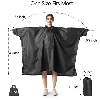 Rain cape Raincoat Rain jacket Waterproof Hiking Cycling Outdoor 3in1 Multipurpose