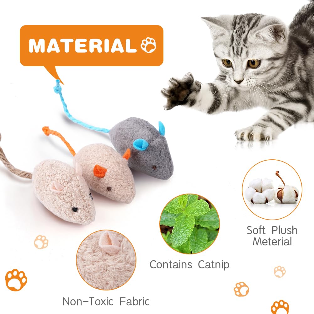 Cat toy mouse, 12  pieces plush mouse with catnip, interactive cat toy for cats and kittens