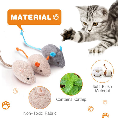 Cat toy mouse, 12  pieces plush mouse with catnip, interactive cat toy for cats and kittens
