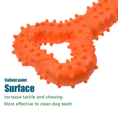 Jouet pour chien robuste en forme d'os à mâcher en caoutchouc dur avec un design convexe