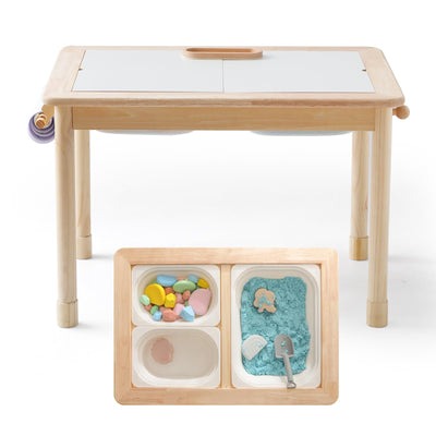 Home Kinderspieltisch, Maltisch für Kinder mit 3 klappbaren Aufbewahrungsboxen, Kindermöbel, Sandspieltisch, Sensory Table, höhenverstellbar & sicher für Kleinkinder ab 1 Jahr