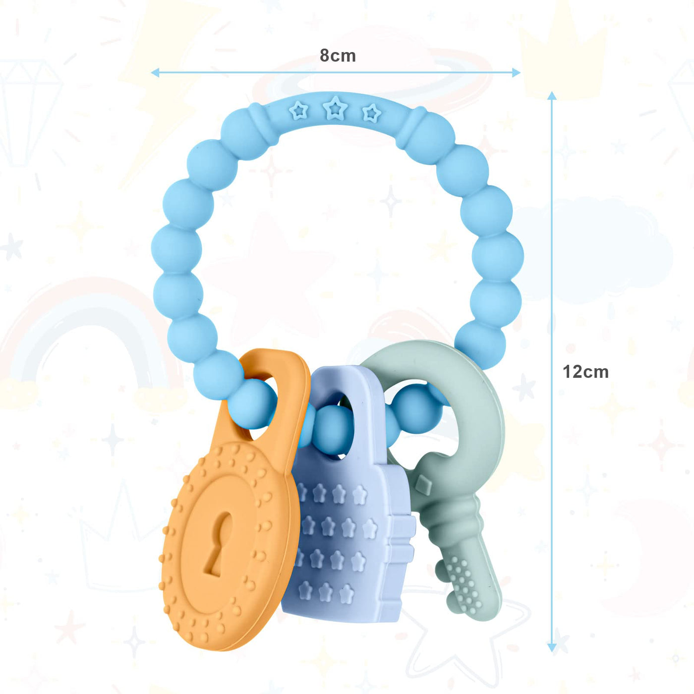 Teether made of silicone BPA-free, teething toy teether, to stimulate and massage sore gums