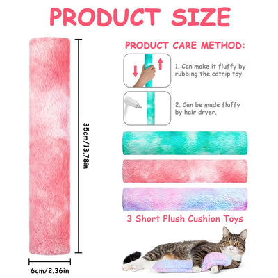 Jouet Pour Chat à L'Herbe à Chat 3 Pièces, Ensemble de jouets Pour Chat, Coussin Pour Chat avec Coussin de Valériane pour Chats à l'Herbe à Chat Coussin Câlin En Peluche, Jouet Apaisant Doux Et Moelleux pour Animaux de Compagnie