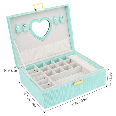 Boîte à bijoux, grande boîte à bijoux avec miroir pour boîte à bijoux en velours