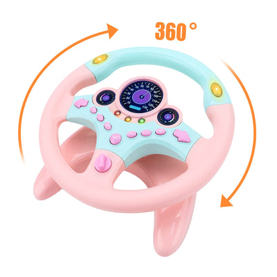 Steering wheel toy Copilot for children Rotation simulation for playing in the car with sound and music Toy for driving a car