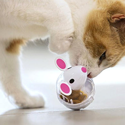 Distributeur de Boules de Friandises pour Chats-Tumbling de Souris, Boule de Nourriture Manquante , Petit Jouet Amusant pour Chat, Mangeoire Lente, Entraînement et Interactif, Prévient l'obésité