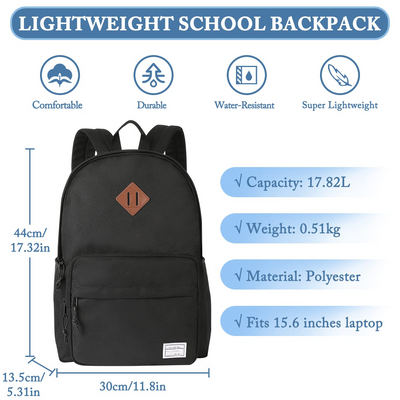 Schulrucksack, klassischer leichter Rucksack Teenager College Schultasche lässiger Tagesrucksack für die Reisearbeit