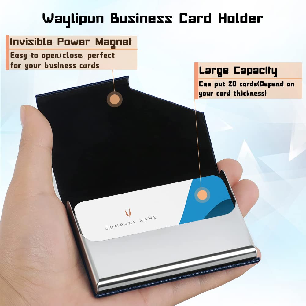 Business card case, luxurious PU leather premium business card holder, with magnetic closure, for gentle storage of your cards