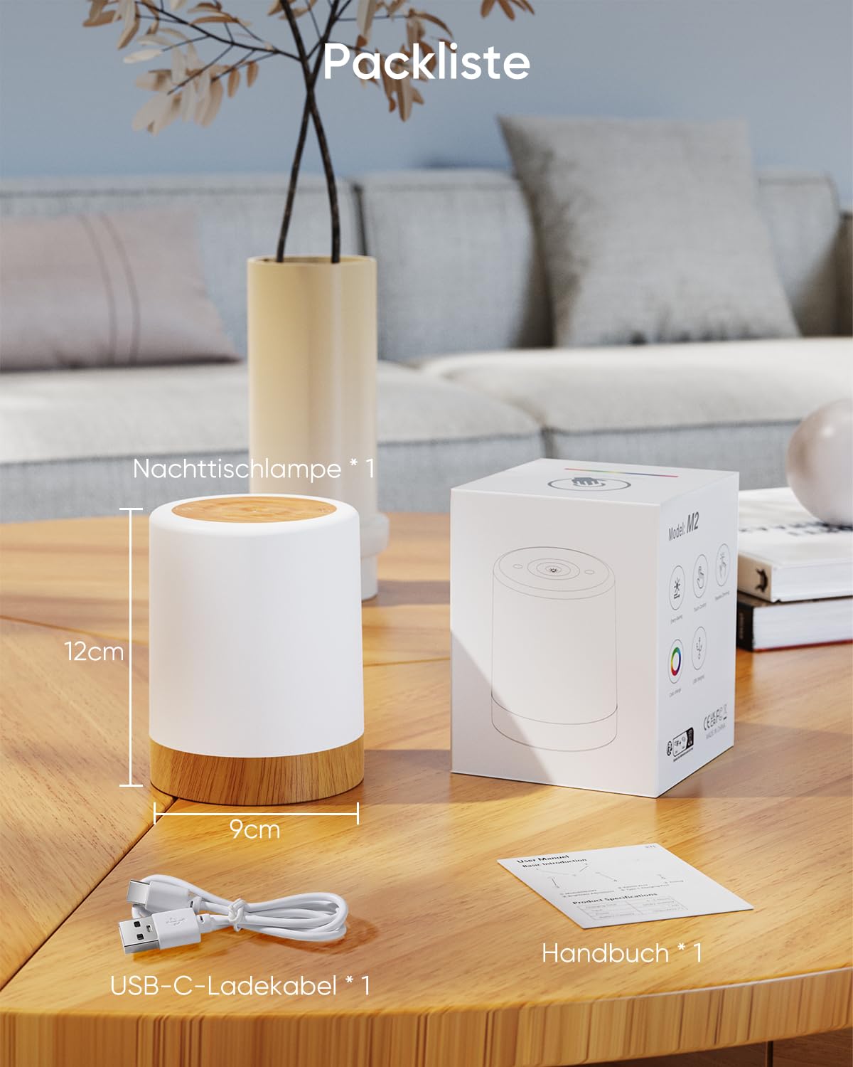 Lampe de Chevet LED Tactile Dimmable